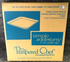 Pampered Chef Simple Additions Medium Square 10" Set/2 Plates #1930 Entertaining