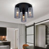 Deckenlampe Deckenleuchte Esszimmerlampe Rauchglas KüChenlampe 3 Flammig D 34 Cm