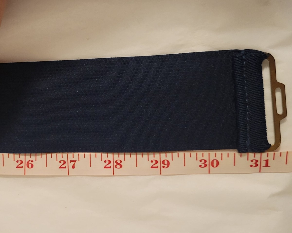 Vintage Nani Lewis Dark Blue Large Gold Buckle Elastic Belt  display picture 1