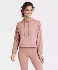 All In Motion Hoodie Women s S Small Rose Pink Soft Stretch Pullover Crop New