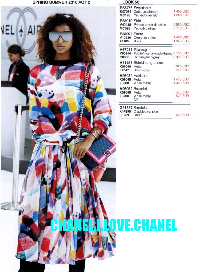 CHANEL 16P ABSTRACT AIRPORT MOTIF CREWNECK PULLOVER SWEATER SHIRT  