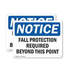 (2 Pack) Fall Protection Required Beyond This Point OSHA Notice Sign Decal Metal