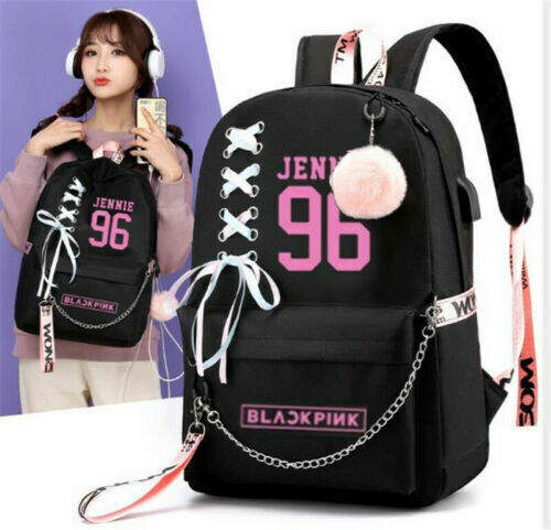 KPOP Blackpink Lisa Rose Jisoo Jennie Mochila USB Bolso Escolar Bolso de Hombro Nuevo - Imagen 16 de 16