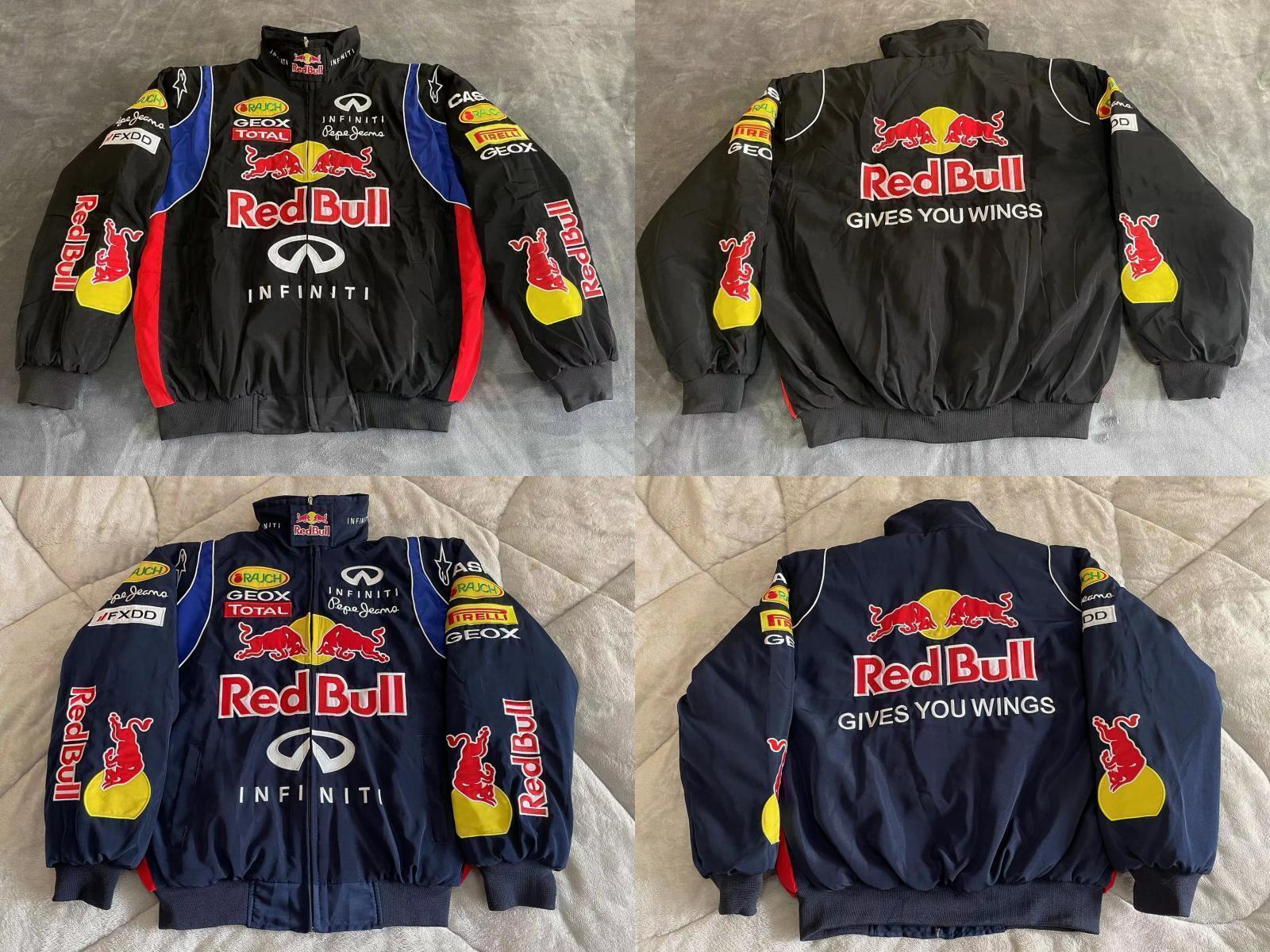 Adults F1 Team Racing Red Bull Embroidery Cotton Padded Zip Racing Jacket*2024