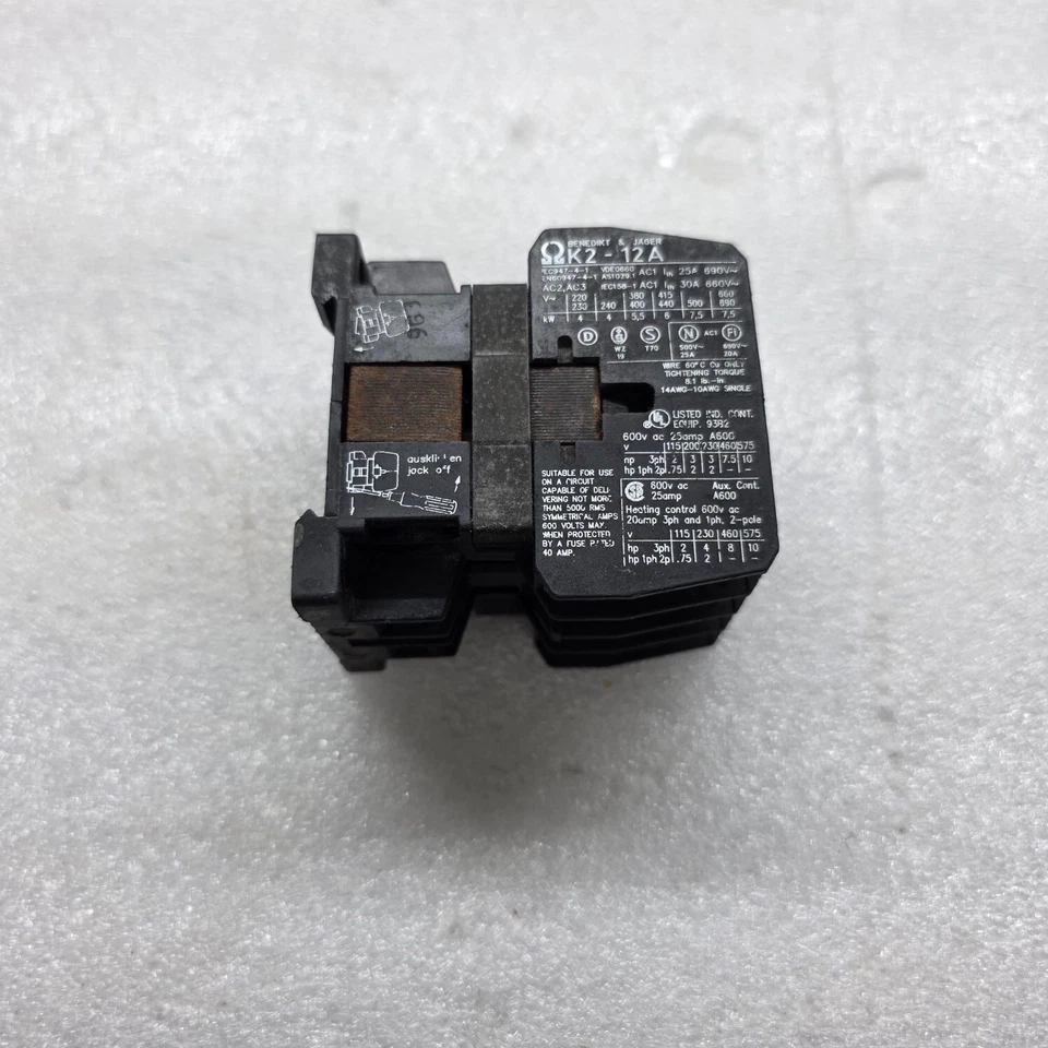 BENEDIKT & JAGER K2-12A01 MAGNETIC CONTACTOR 30A - Image 3 of 4
