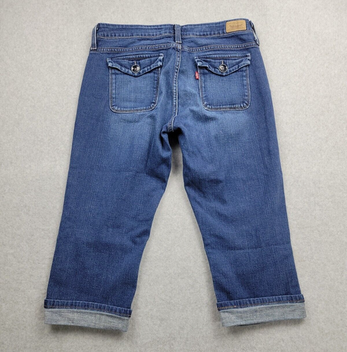 Jeans Levis 545 Capri donna 8 vita media orlo con polsini tasche con patta blu denim - Foto 2 di 9