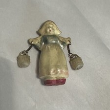 Vintage Celluloid Dutch Water Girl Buckets On Chains 1930'S