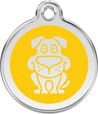 Red Dingo Enamel Dog Tag Yellow Lifetime Guarantee Cat, Dog
