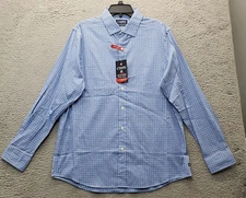 Chaps Shirt Mens Large Multi Plaid Performance Stretch Ultimate Cooling Comfort