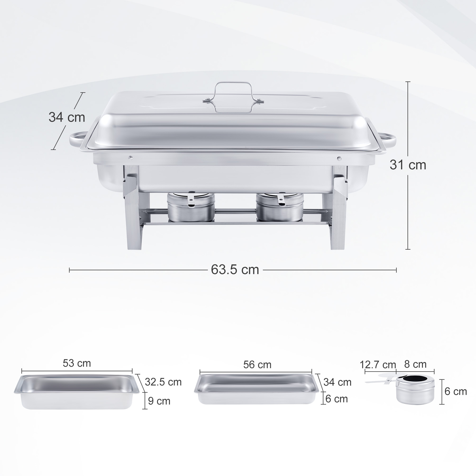 2/4/6 Pack Chafing Dish 9L&5L Stainless Bain Marie Buffet Chafers Food