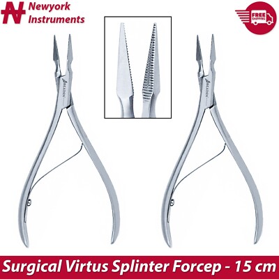 Virtus Splinter Forceps 6'' Straight Serrated Surgical & Veterinary Tools 2 Pcs