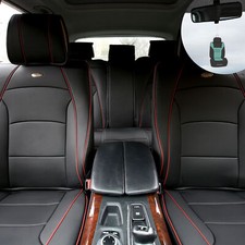 Car Seat Cover Leatherette Luxury Full Set Black Red Trim W Air Freshener Car Seat Cover Leatherette Luxury Full Set Black Red Trim W Air Freshener