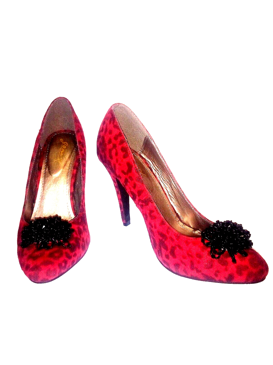 Heels Red Cheetah Shoes Leopard Heels With Crystal Bling Red