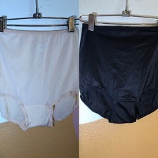 Lot of 2 Vintage Bali Panties Size 7 Silky Nylon 2633 Black Cream Sissy
