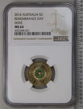 2014 Green Dove Remembrance $2 NGC MS 64!