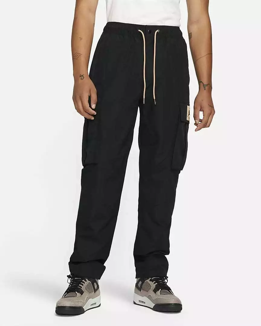 Nike Jordan Flight Heritage Cargo Pants Rip Stop Fabric Black