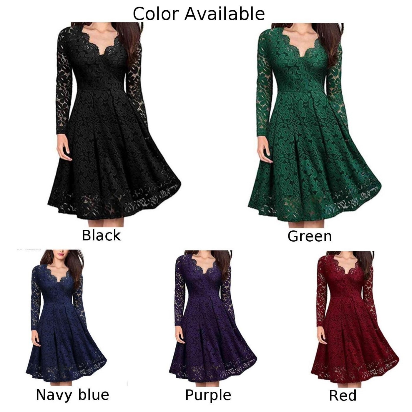 Robe formelle élégante pour femmes avec col en V et dentelle florale