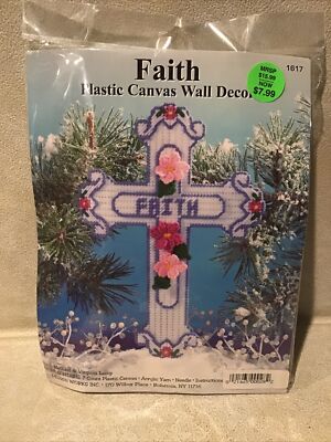 Michael & Virginia Lamp Plastic Canvas Acrylic Yarn Kit Wall Decor 'FAITH'