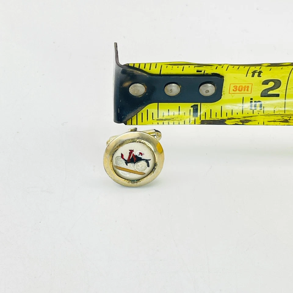 Gemelos Coche Antiguo Reverso Vidrio Pintado Tono Dorado Foto 4 de 4