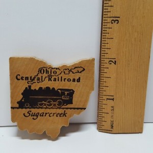 Ohio Central Railroad Sugarcreek Locomotive Wooden Kitchen Refrigerator Magnet