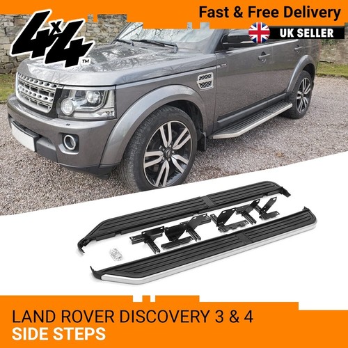 LAND ROVER DISCOVERY 3 & 4 SIDE STEPS BLACK & SILVER RUNNING BOARDS