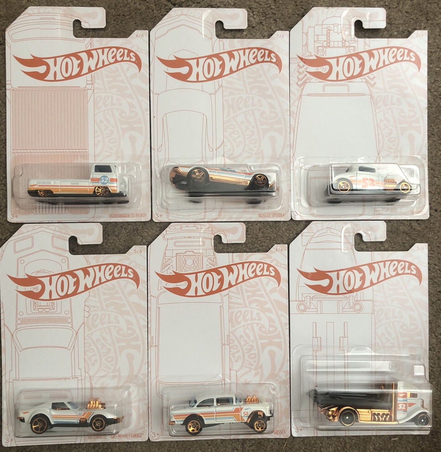 Hot Wheels Pearl and Chrome 2020 Set of 6 52nd Anniversary B20