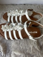 Report Carmenia Girls Sandals Size 3 White Floral Applique Gladiator Boho Flats