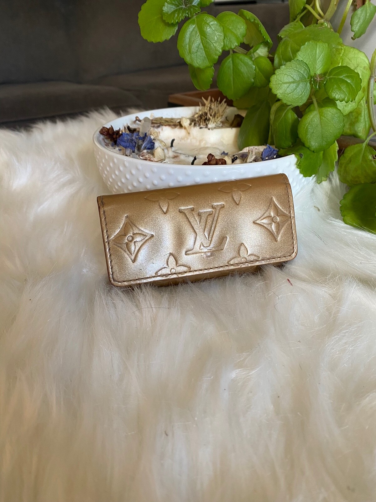 monogram vernis leather key pouch