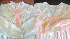 VTG pink Komar sz L and blue Charm granny sz M nightgowns, NEW with tags