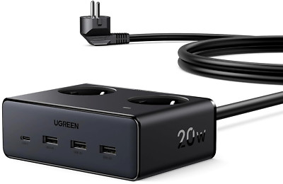 UGREEN Steckdosenleiste mit USB C Mehrfachsteckdose Schalter 6-Fach 20W -NEU/OVP