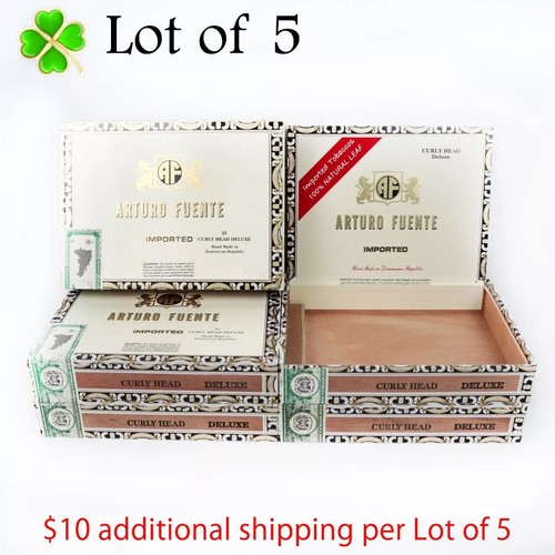 Menge 5 Arturo Fuente Lockiger Kopf Deluxe Leere Holz Zigarrenkiste 9,5" x 7" x 2" - Bild 1 von 12