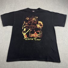 Vintage 90 s Aerosmith Nine Lives Concert Tour T-Shirt Size L Black Giant Tag