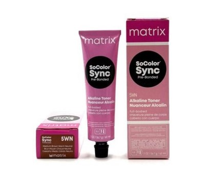 Matrix SoColor Sync 5WN Medium Brown Warm Natural 2 oz-3 Pack