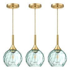 Blue and Gold Kitchen Island Pendant - Set of 3