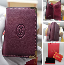 Must de Cartier Red Calfskin Leather 6CC Quad Card Holder Wallet   Full Set