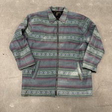 Vtg Quiksilver Jacket Geometric Aztec Mens Large Zip Up 90s Y2K Surf Skate