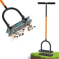 GAINO Manual Lawn Aerator Tool with 15 Spikes...
