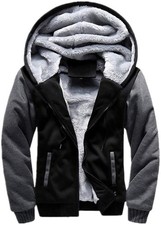 JiangWu Hoodies for Men Winter Heavyweight Fleece Sherpa Lined Zipper Sweatsh...