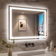 Bathroom Mirror with LED Backlight Touch Dimmable Anti Fog 48x32 Inch Wall