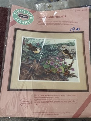 VTG 1988 Dimensions From The Heart Woodland Friends Needlepoint Kit #51032