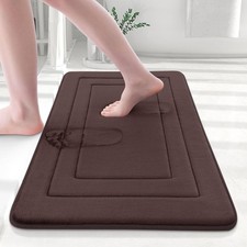Brown Memory Foam Bathroom Rug 24x16 Ultra Soft Absorbent Non-Slip Mat