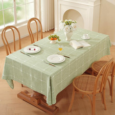 Green Gingham Tablecloth Square 53 X 53 Inch Table Cloth, Heavy Weight Washable