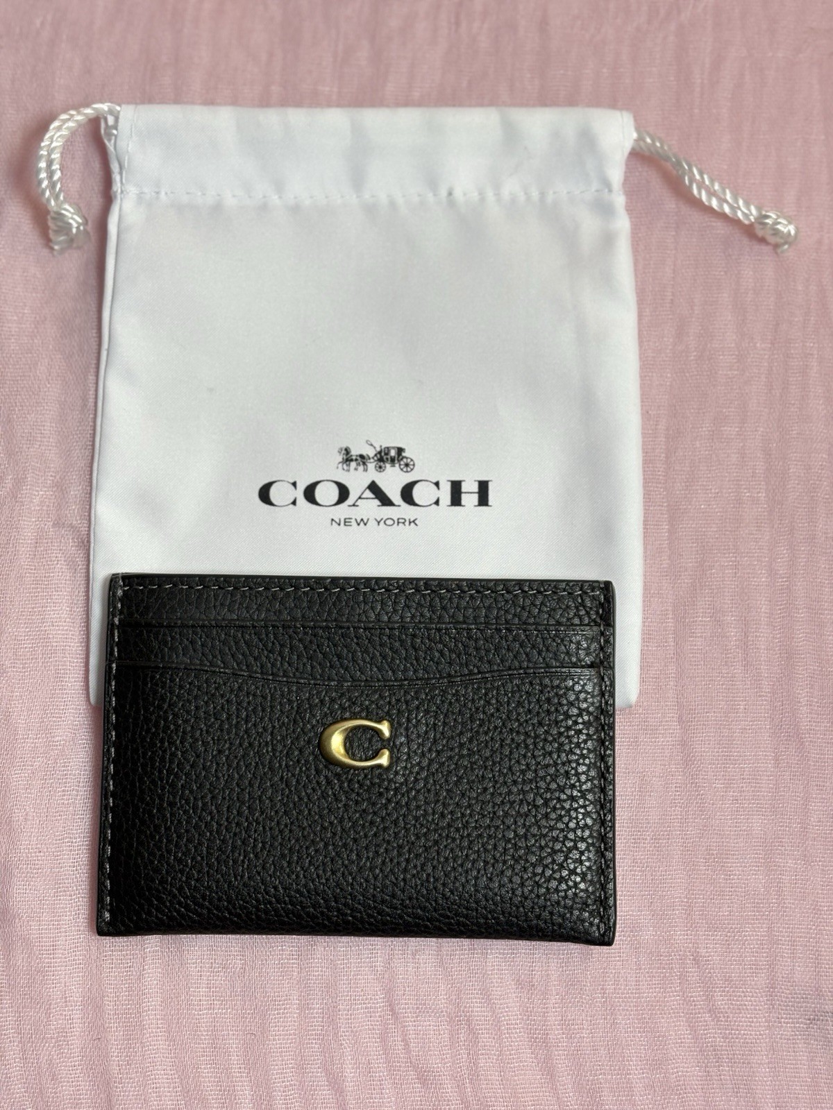 Coach Black Solid Pattern Logo Accent Card Case W… - image 2