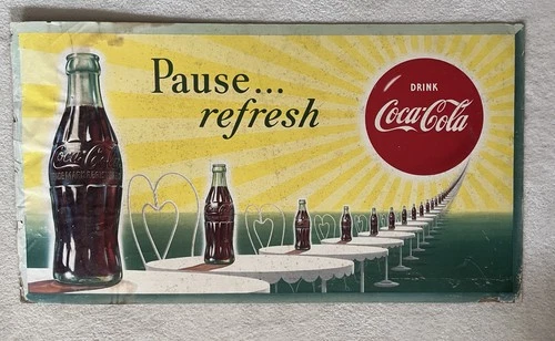 Vintage, Original, 1952 Coca-Cola, Coke, Soda, 36" x 20" Cardboard Sign