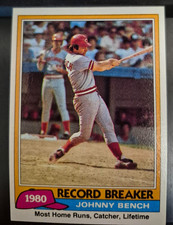 1981 Topps - Record Breaker Johnny Bench #201, ungraded but pristine condition