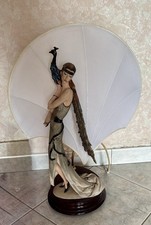 Giuseppe Armani, 1987, Lady Whit Peacock Figurine. Table Lamp