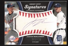2008 Sweet Spot Ball Red Stitching Blue Ink Tigers JUSTIN VERLANDER /299