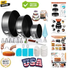 100-Piece Cake Pan Set: 3 Non-Stick Springform Pans & Complete Decorating Kit