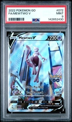 PSA 9 - 2022 Pokemon Pokemon Go MEWTWO V #072 - Alternate Full Art
