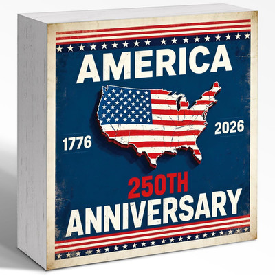 Patriotic Wooden Box Sign,1776-2026 Anniversary 4Th of July Signs Home Decor,Ind